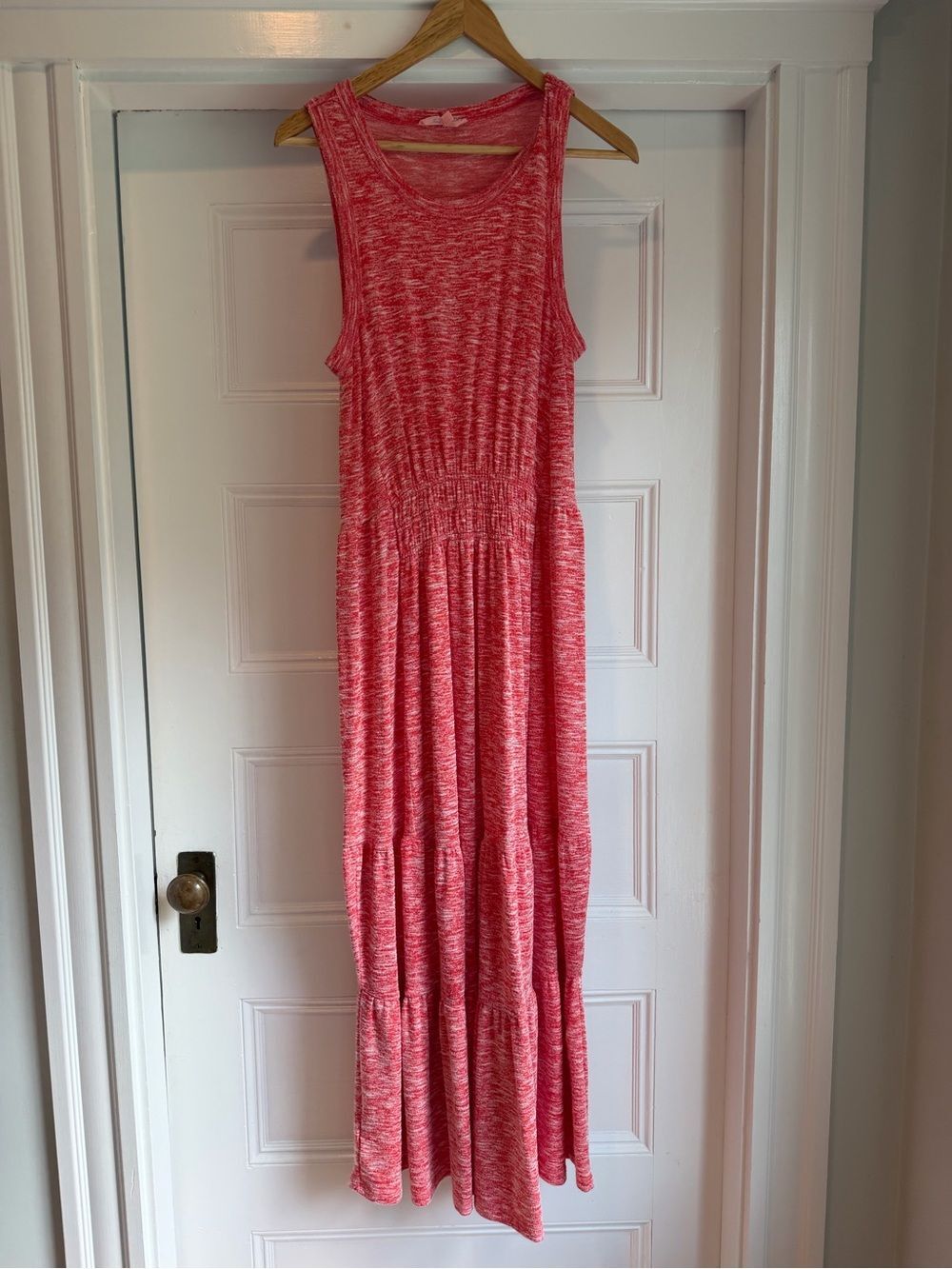Lou & Grey Cherry Red Marled Knit Tiered Maxi Dress